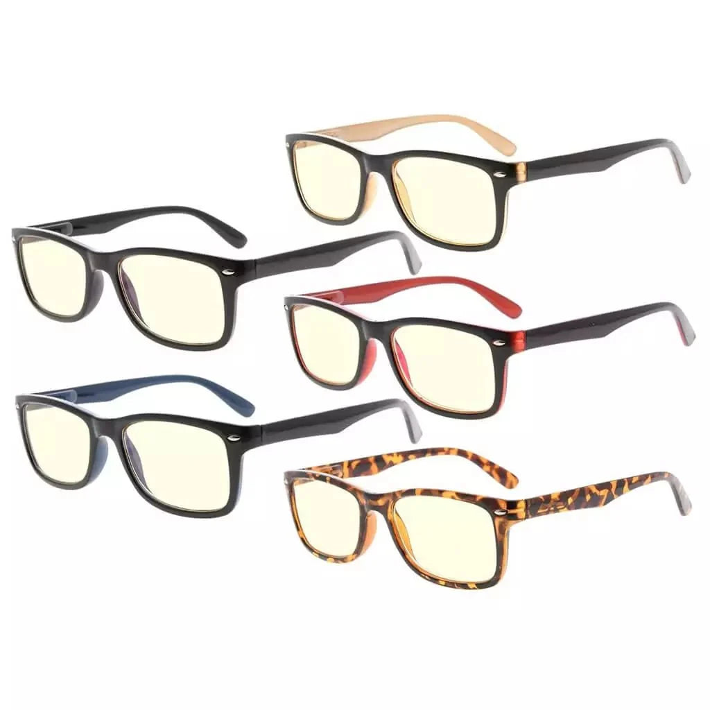 5 Pack Stylish Blue Light Filter Reading Glasses UVR075