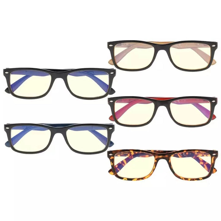 5 Pack Stylish Blue Light Filter Reading Glasses UVR075