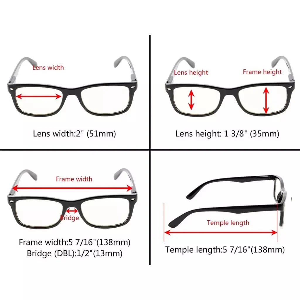5 Pack Stylish Blue Light Filter Reading Glasses UVR075