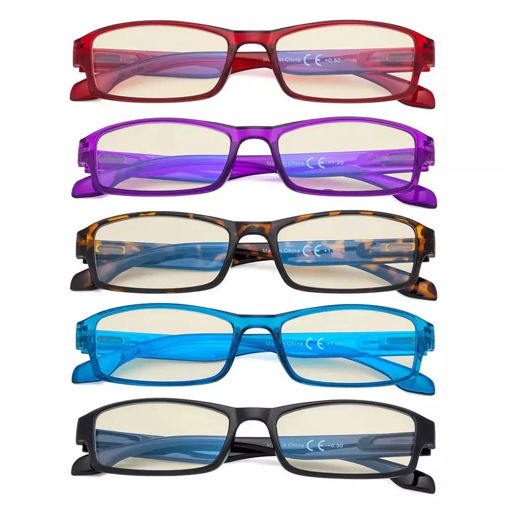 5 Pack Stylish Blue Light Filter Reading Glasses UVR9102