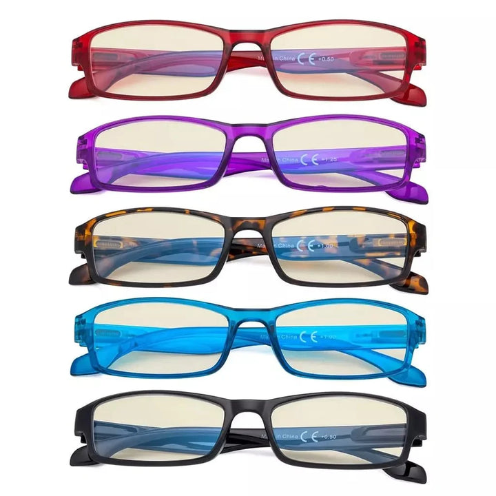 5 Pack Stylish Blue Light Filter Reading Glasses UVR9102