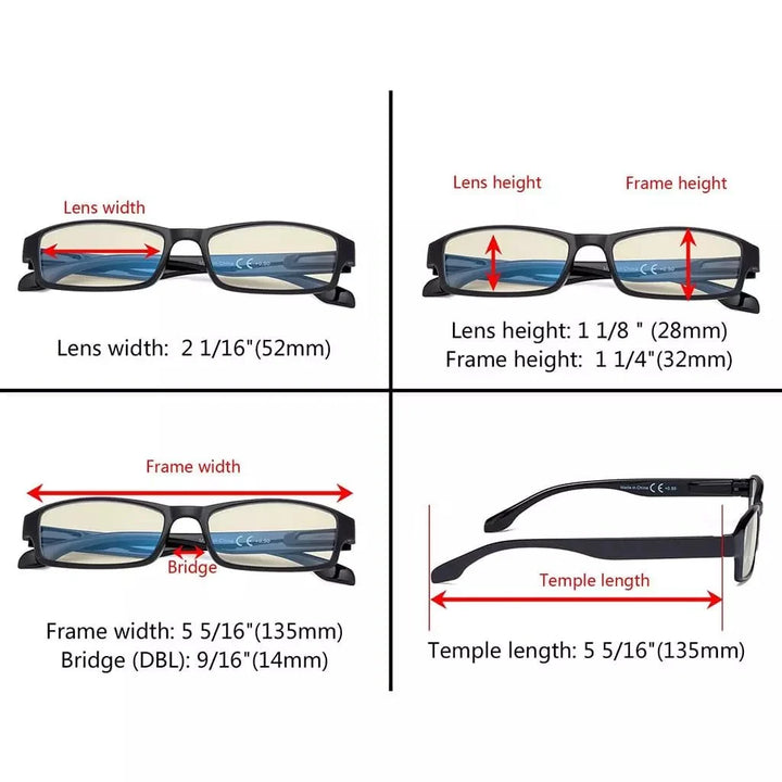 5 Pack Stylish Blue Light Filter Reading Glasses UVR9102