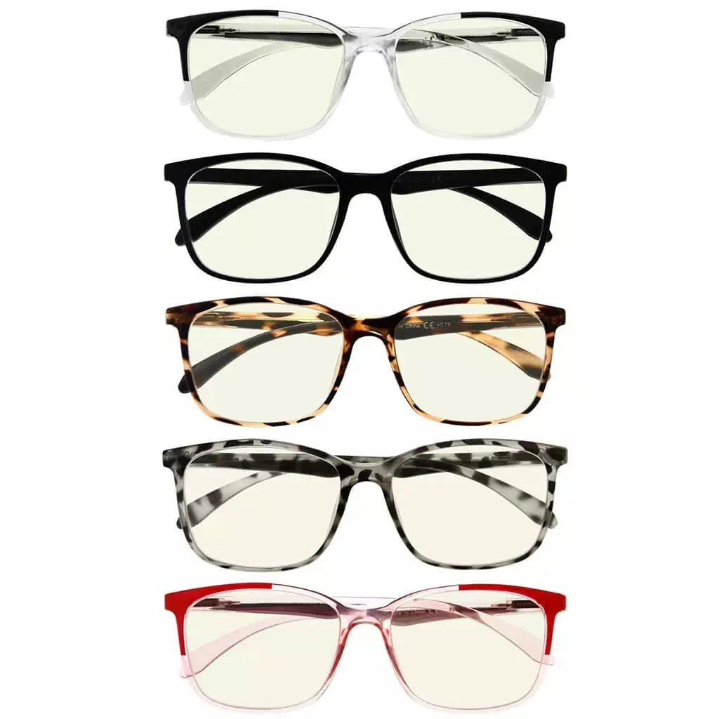 5 Pack Stylish Blue Light Filter Reading Glasses UVR9113