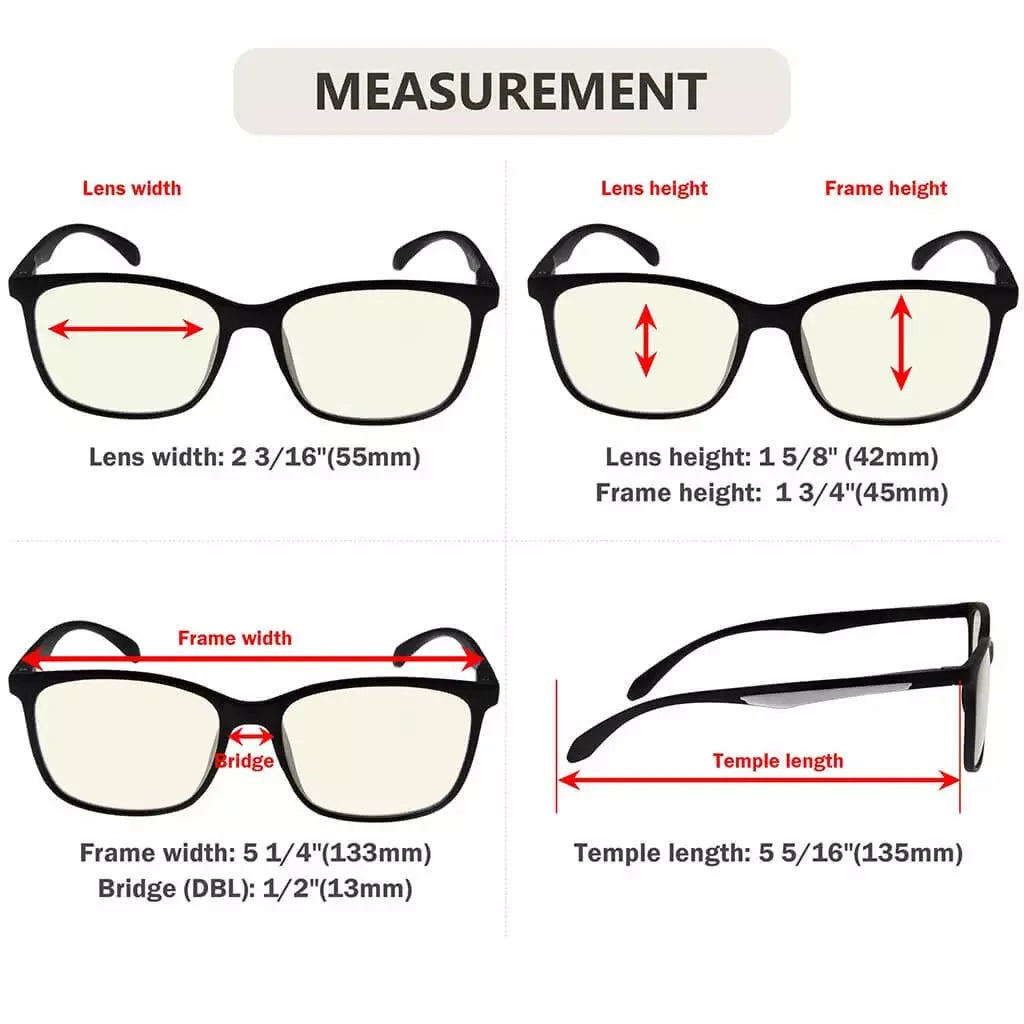 5 Pack Stylish Blue Light Filter Reading Glasses UVR9113