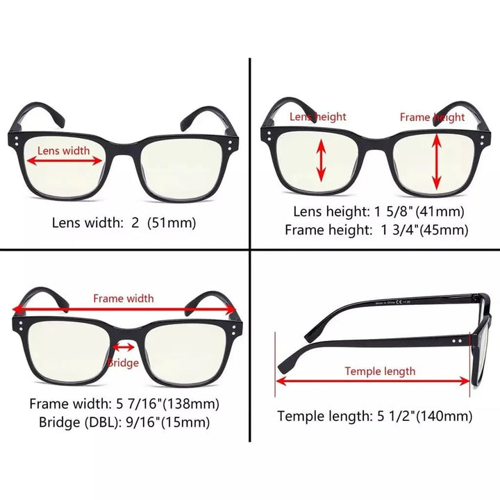 5 Pack Stylish Blue Light Filter Reading Glasses UVRT1804