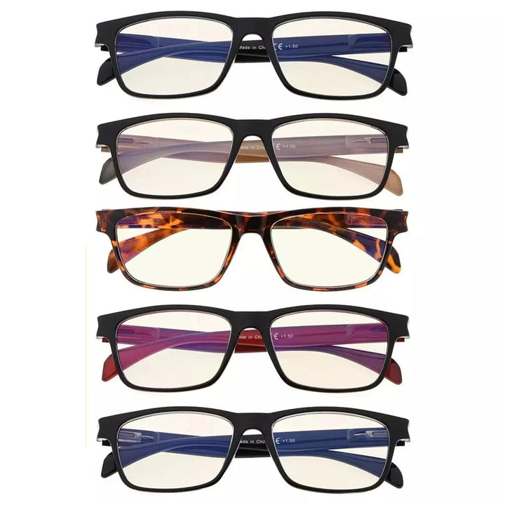 5 Pack Stylish Blue Ray Reading Glasses CGTR090