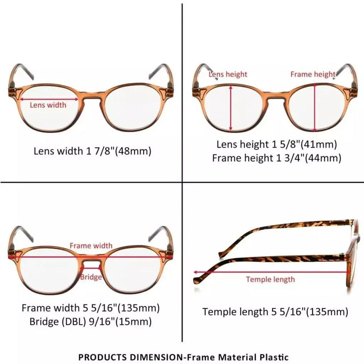 5 Pack Oval Round Reading Glasses Pattern Design R9115B
