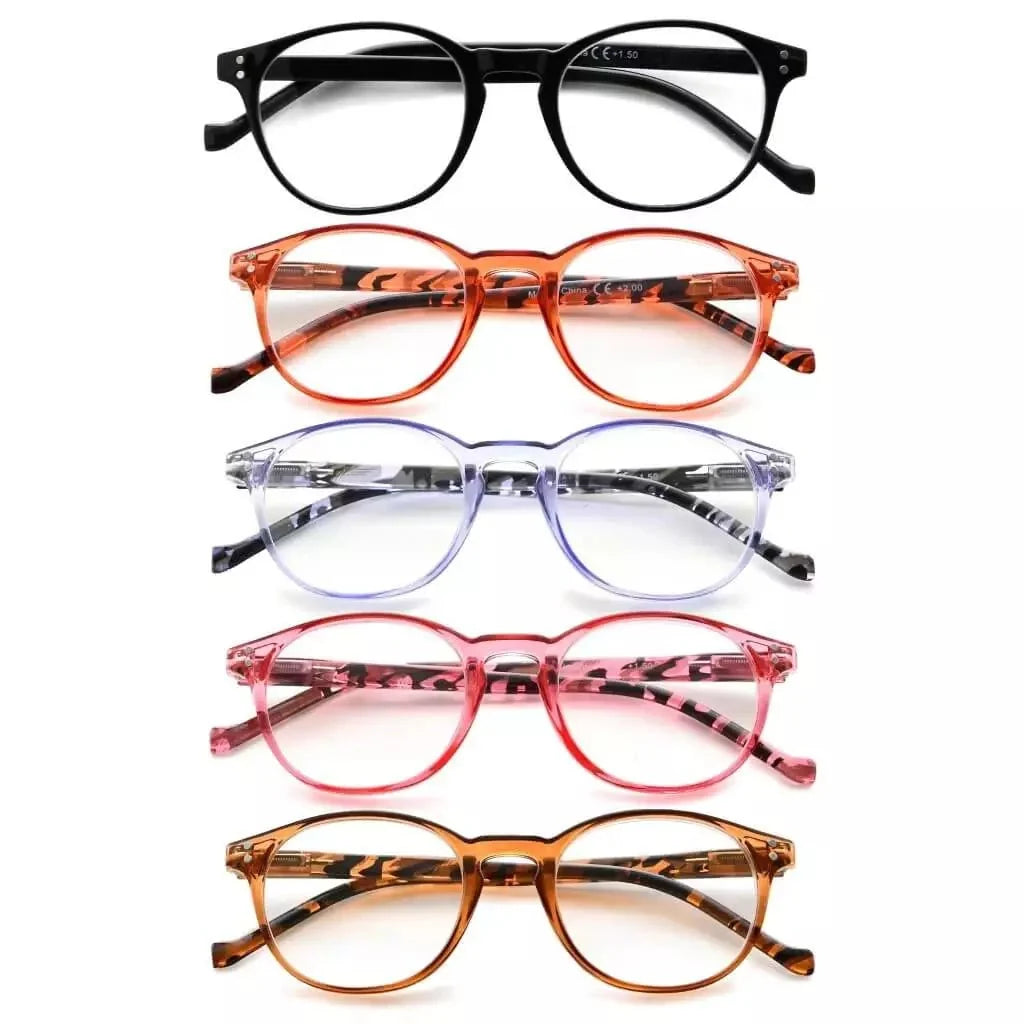 5 Pack Oval Round Reading Glasses Pattern Design R9115B