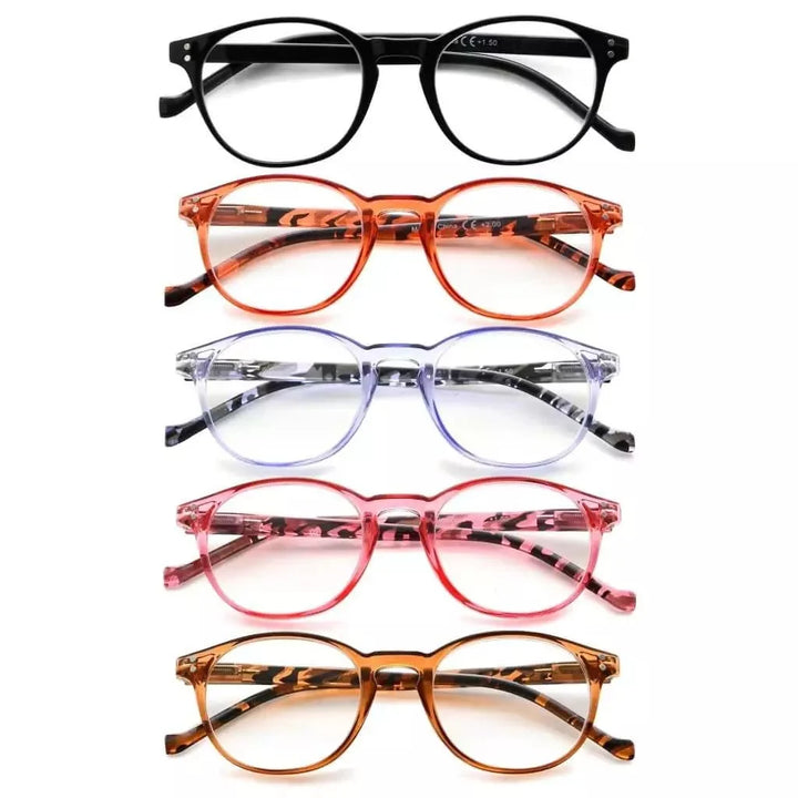 5 Pack Oval Round Reading Glasses Pattern Design R9115B