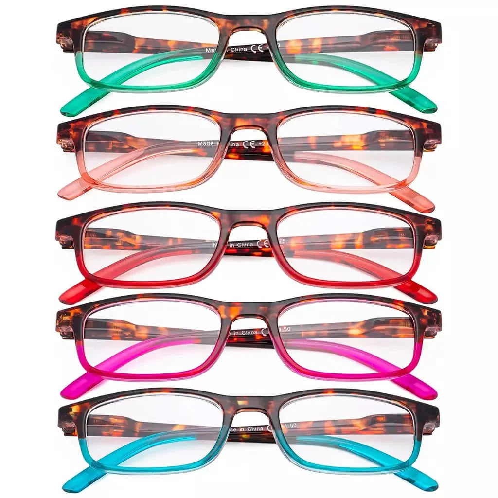 5 Pack Stylish Look Reading Glasses Rectangle Readers R111D