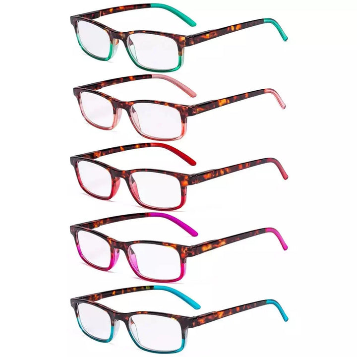 5 Pack Stylish Look Reading Glasses Rectangle Readers R111D