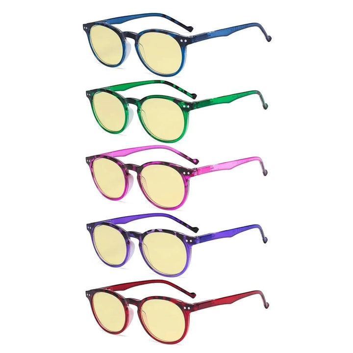 5 Pack Stylish Oval Blue Light Blocking Reading Glasses TM071F