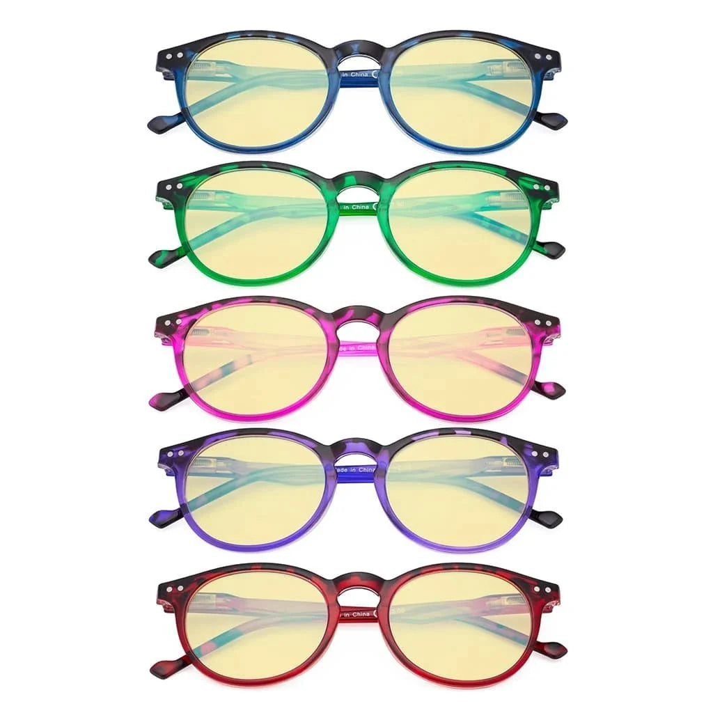 5 Pack Stylish Oval Blue Light Blocking Reading Glasses TM071F