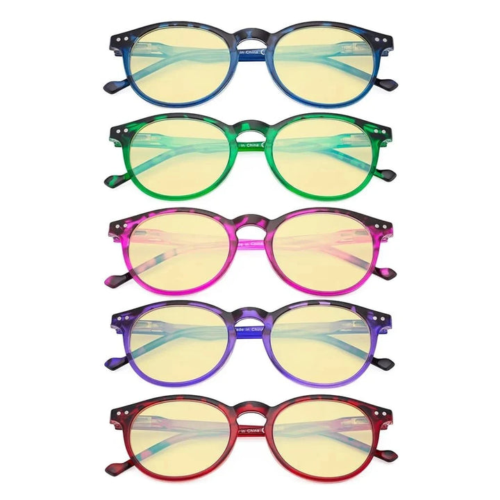 5 Pack Stylish Oval Blue Light Blocking Reading Glasses TM071F