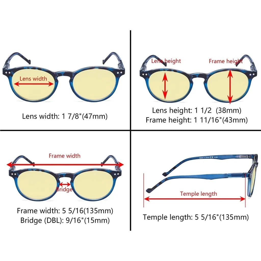 5 Pack Stylish Oval Blue Light Blocking Reading Glasses TM071F