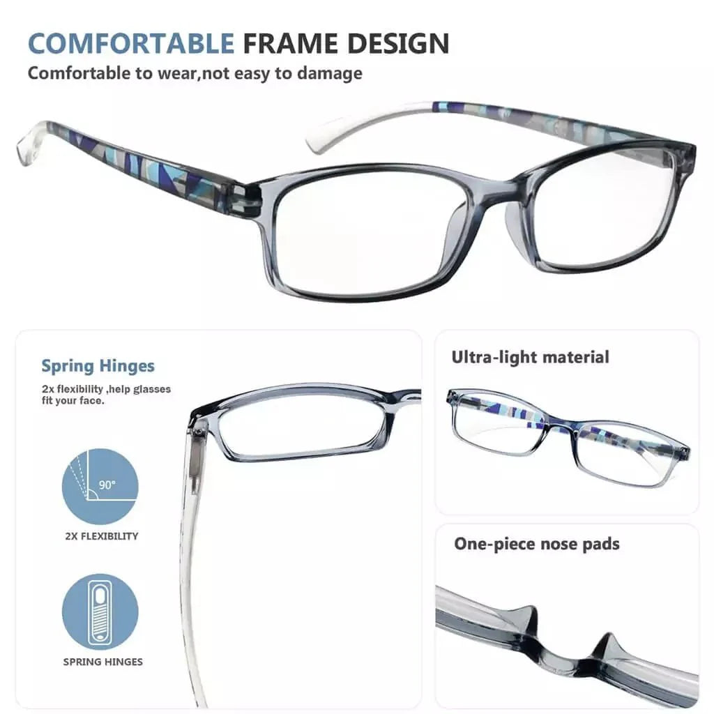 5 Pack Stylish Pattern Design Reading Glasses Comfortable Readers R177N