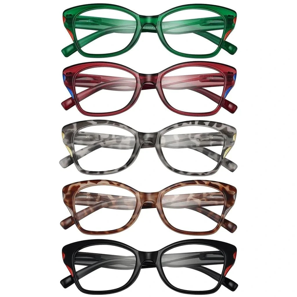 5 Pack Stylish Reading Glasses Cat-eye Readers R2126