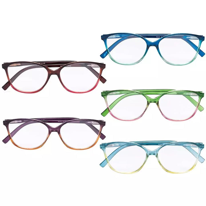 5 Pack Stylish Reading Glasses Two-tone Readers RFH2