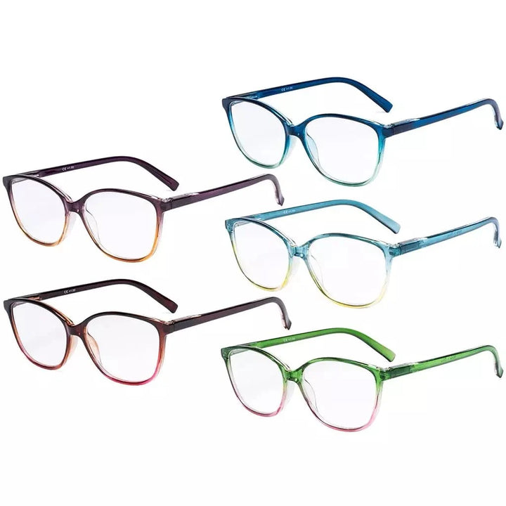 5 Pack Stylish Reading Glasses Two-tone Readers RFH2