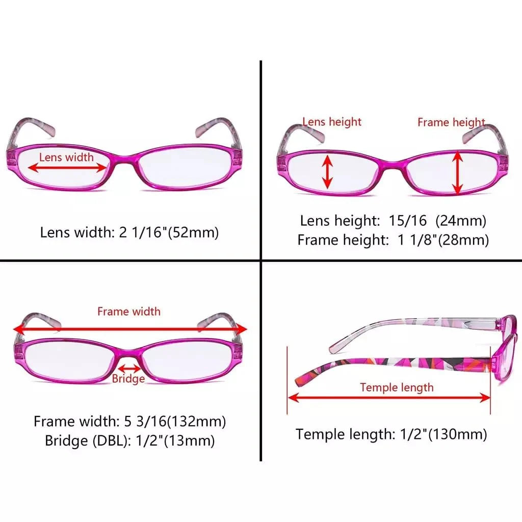 5 Pack Stylish Reading Glasses with Pattern Arms Readers R9104G