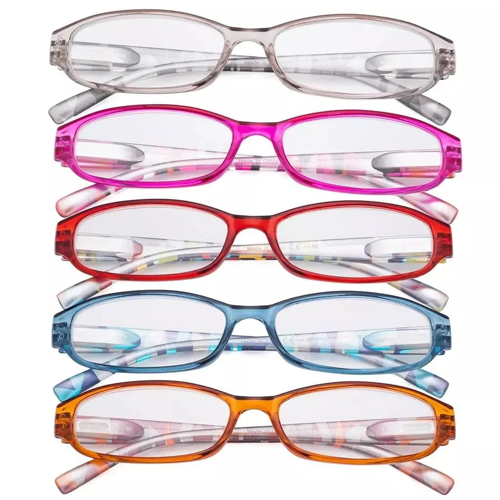 5 Pack Stylish Reading Glasses with Pattern Arms Readers R9104G