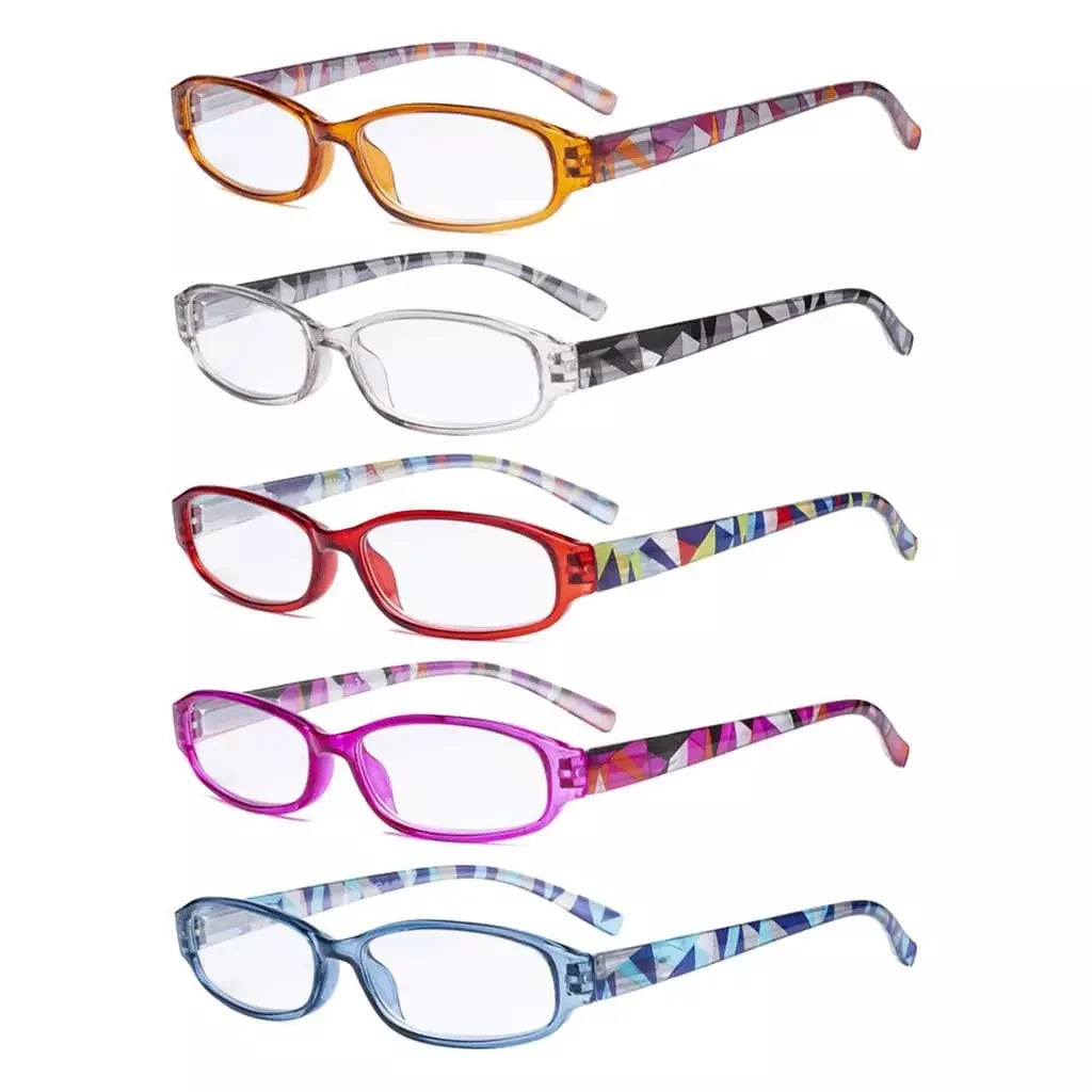 5 Pack Stylish Reading Glasses with Pattern Arms Readers R9104G