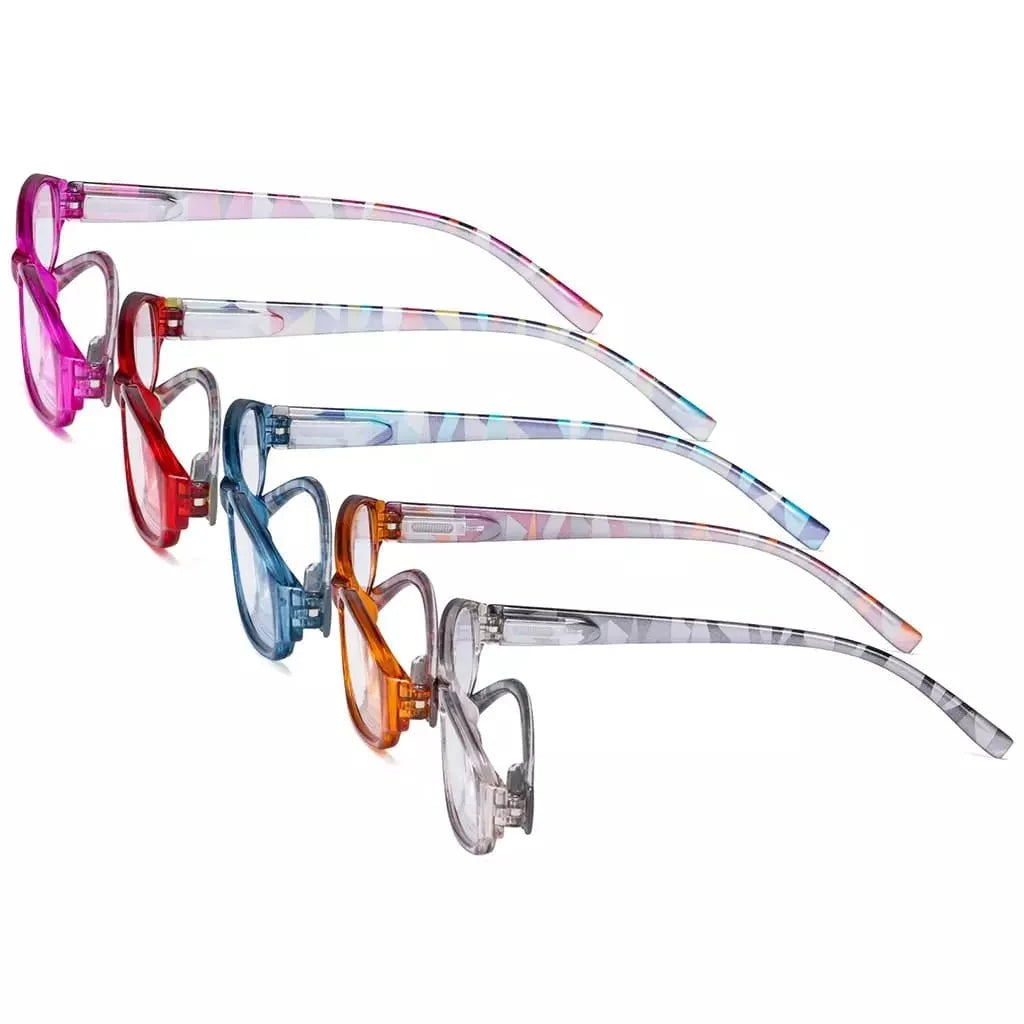 5 Pack Stylish Reading Glasses with Pattern Arms Readers R9104G