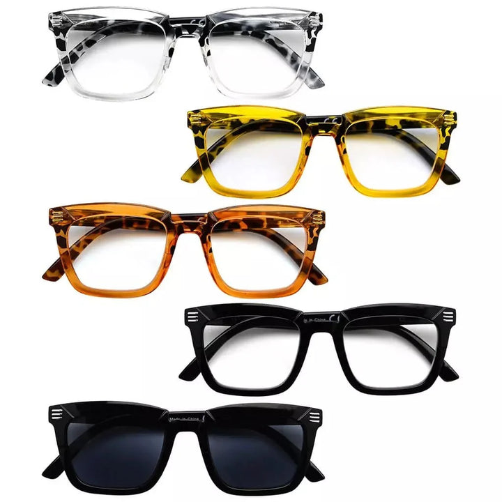 5 Pack Stylish Rectangle Reading Glasses R2109