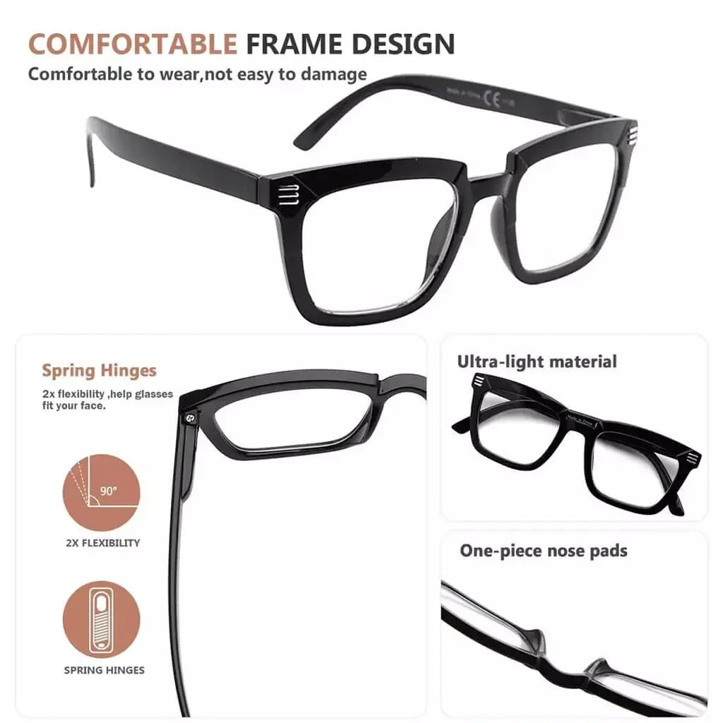 5 Pack Stylish Rectangle Reading Glasses R2109