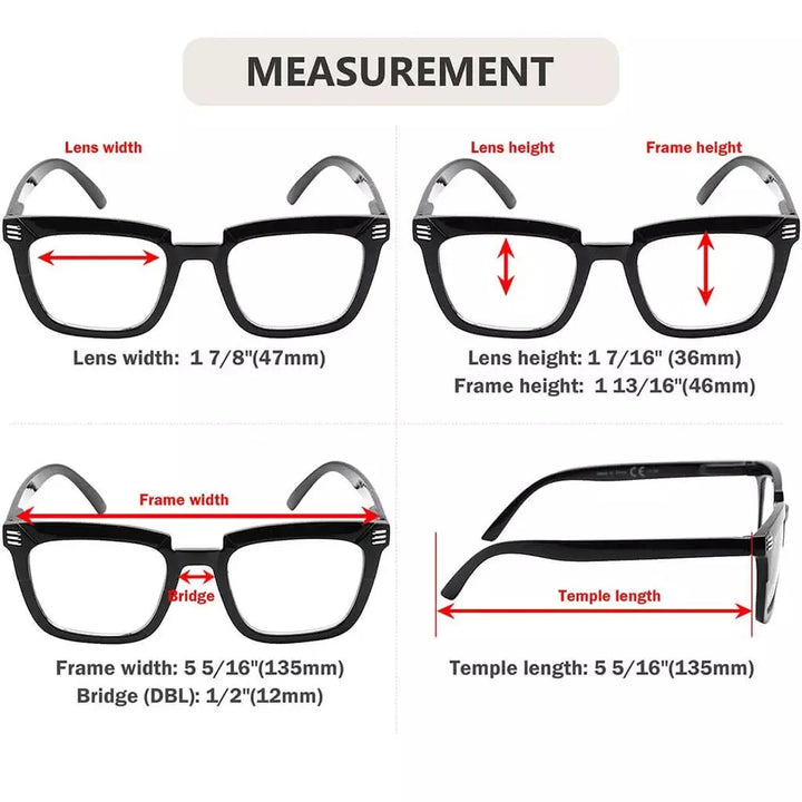 5 Pack Stylish Rectangle Reading Glasses R2109