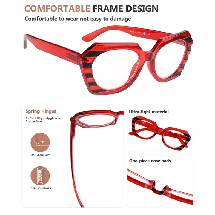 5 Pack Stylish Stripe Polygon Reading Glasses R2135