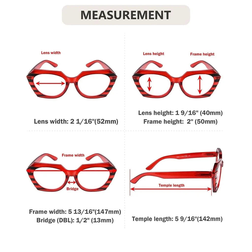 5 Pack Stylish Stripe Polygon Reading Glasses R2135
