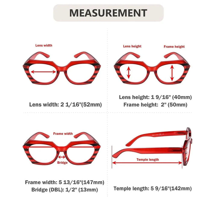 5 Pack Stylish Stripe Polygon Reading Glasses R2135