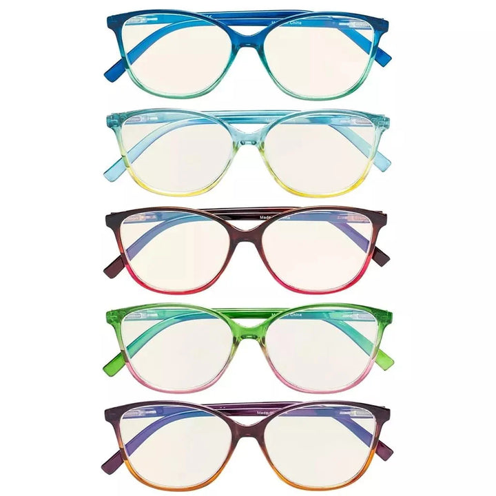 5 Pack Stylish Two-tone Blue Light Filter Readers UVRFH2