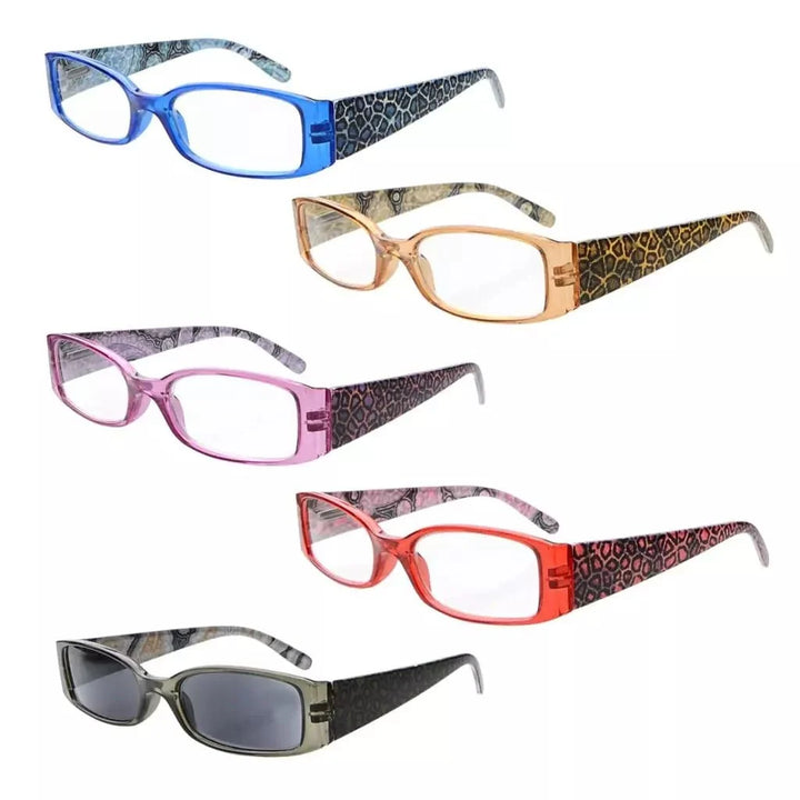 5 Pack Tiger Pattern Rectangle Reading Glasses R040A