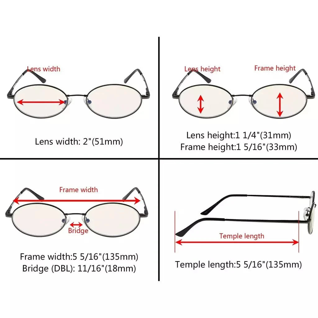 5 Pack Titanium Blue Light Filter Reading Glasses UVR1643