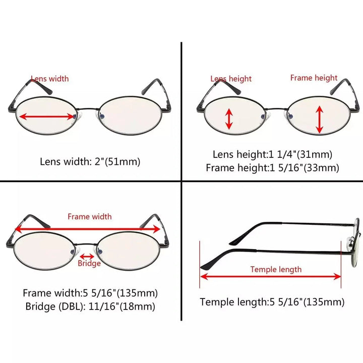 5 Pack Titanium Blue Light Filter Reading Glasses UVR1643