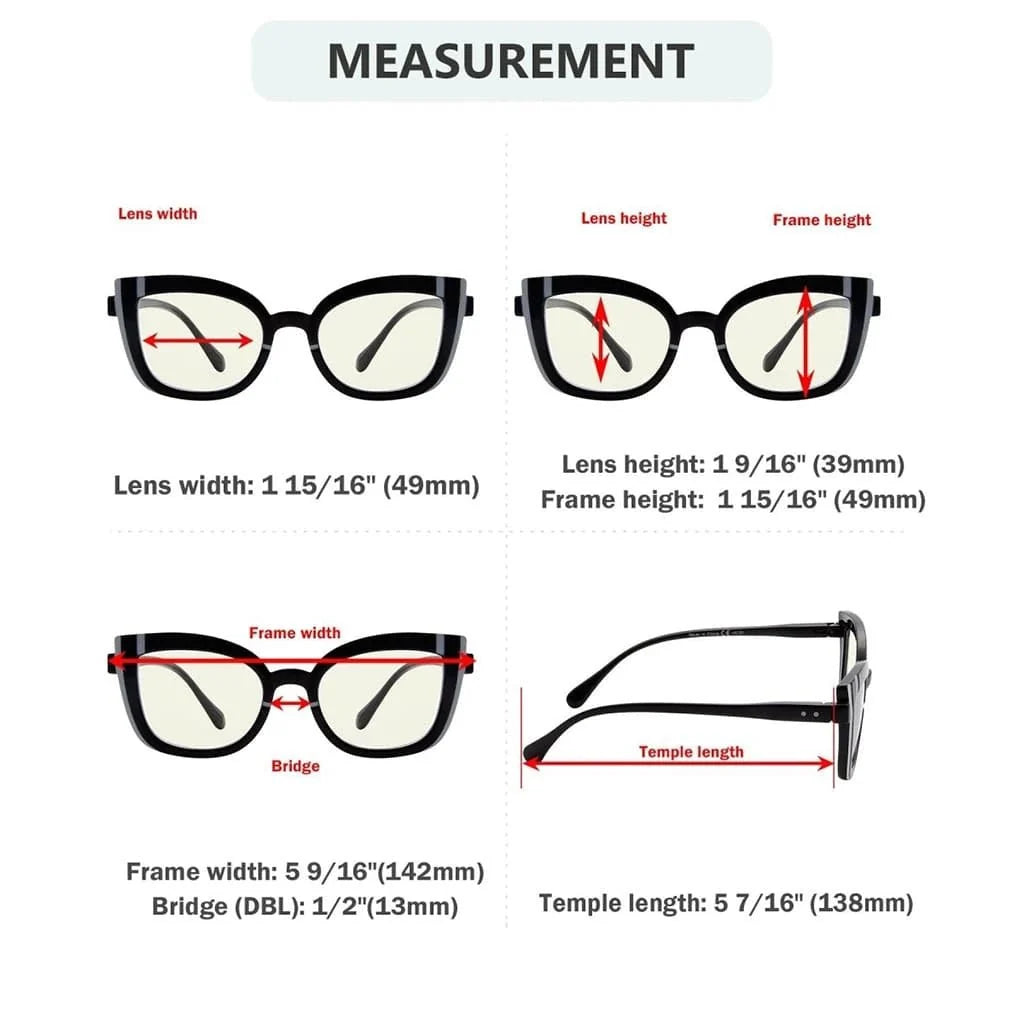 5 Pack Trendy Cat-eye Blue Light Filter Reading Glasses UV2117