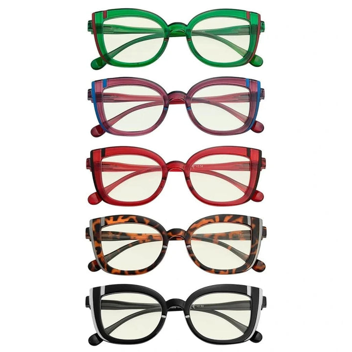 5 Pack Trendy Cat-eye Blue Light Filter Reading Glasses UV2117
