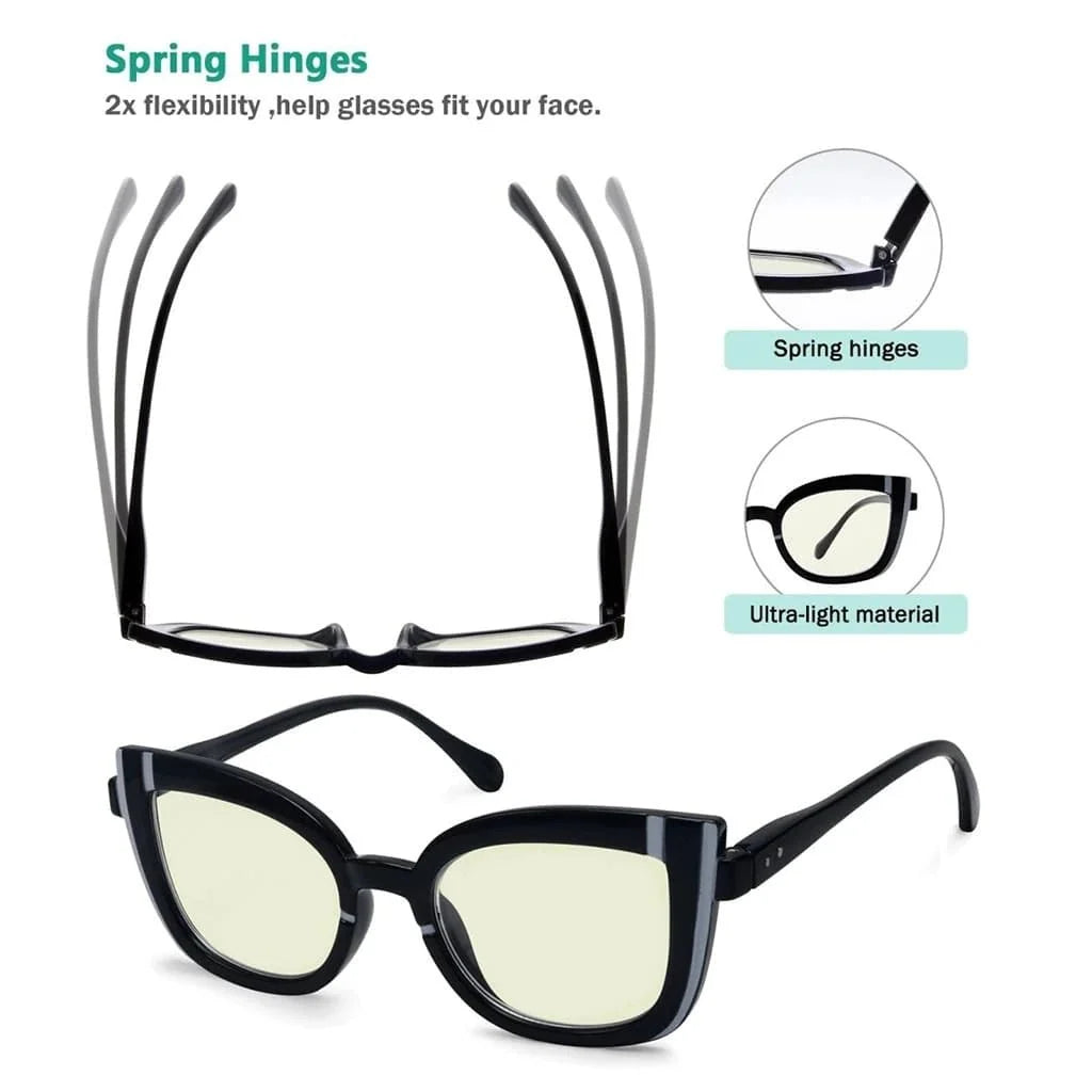 5 Pack Trendy Cat-eye Blue Light Filter Reading Glasses UV2117
