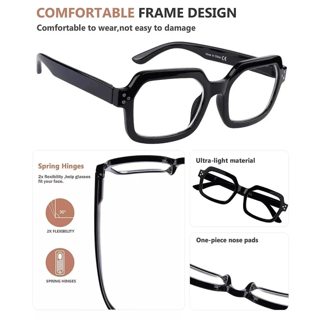 5 Pack Trendy Reading Glasses Polygon Readers R2130