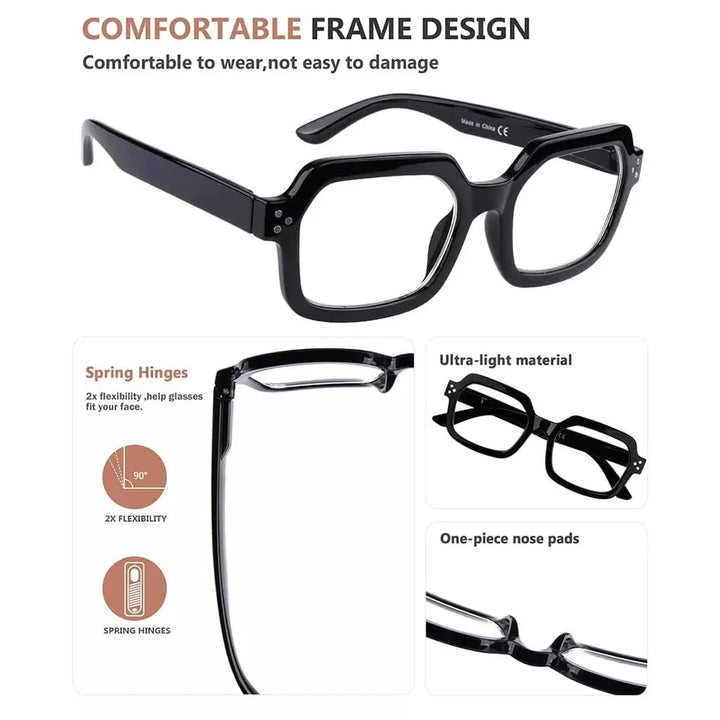 5 Pack Trendy Reading Glasses Polygon Readers R2130