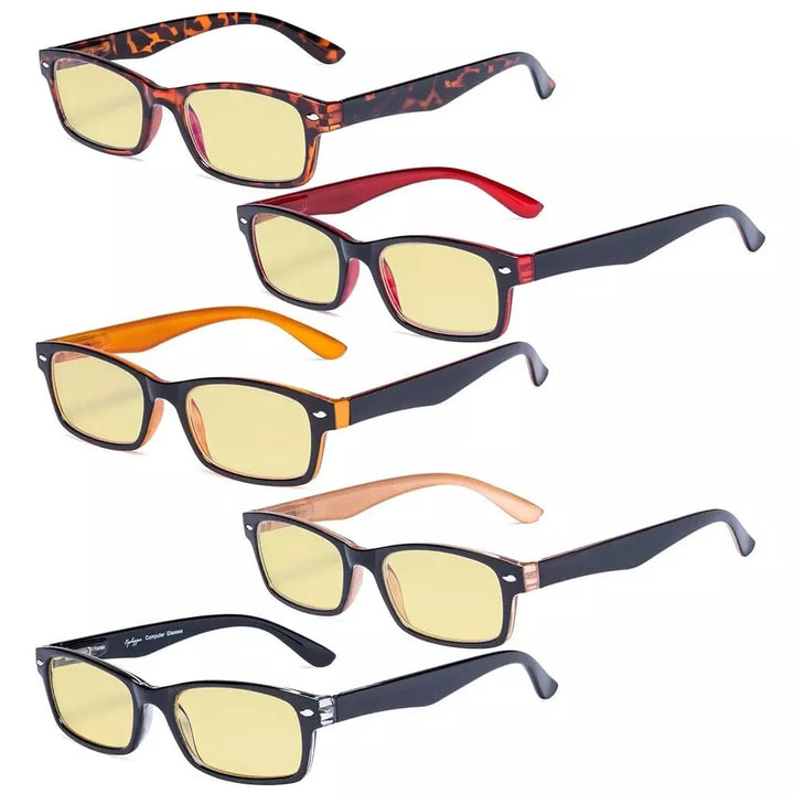 5 Pack Vintage Blue Light Blocking Reading Glasses TMCG055