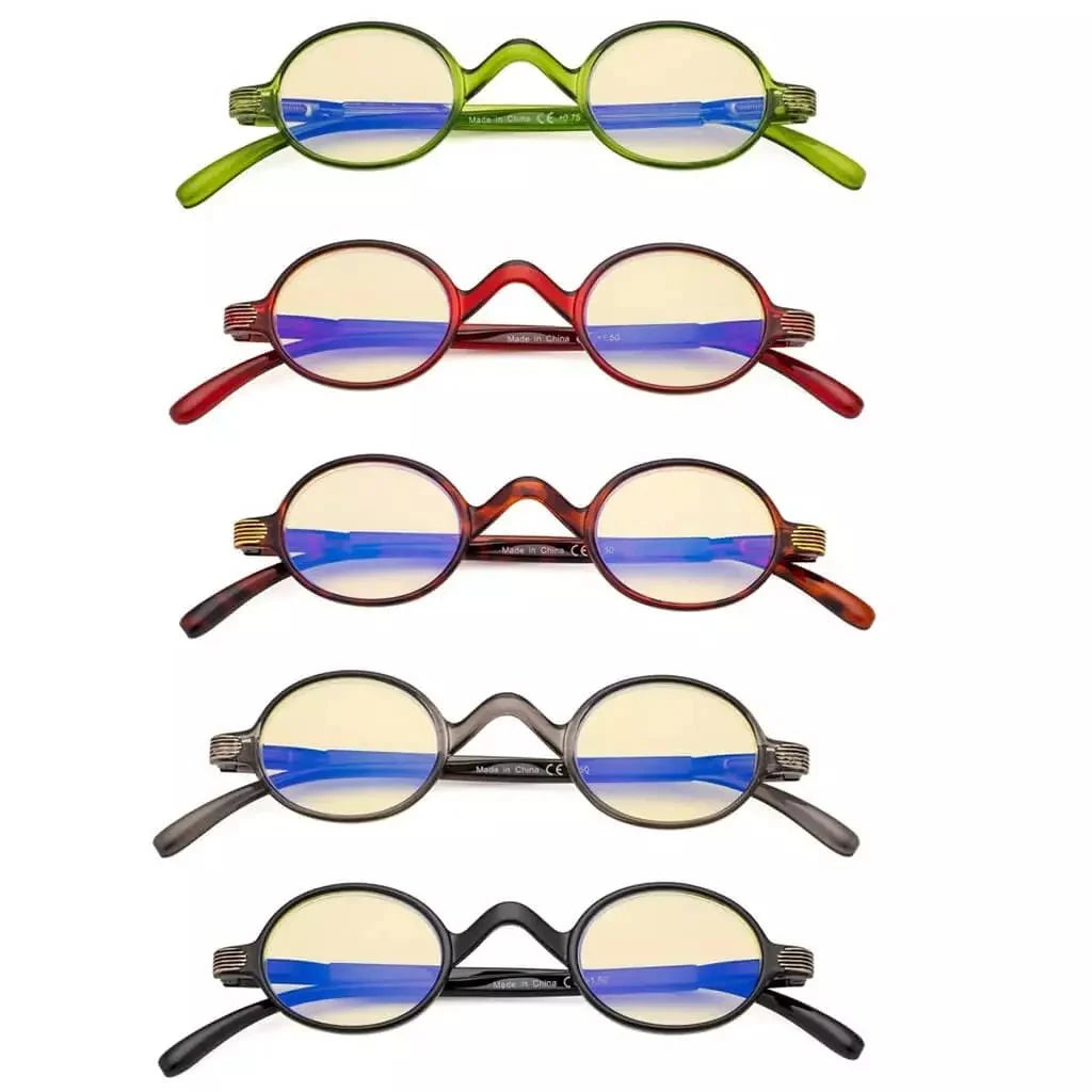 5 Pack Vintage Blue Light Blocking Reading Glasses TMR077X