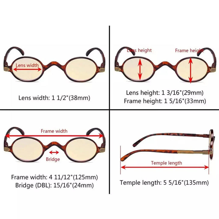 5 Pack Vintage Blue Light Blocking Reading Glasses TMR077X