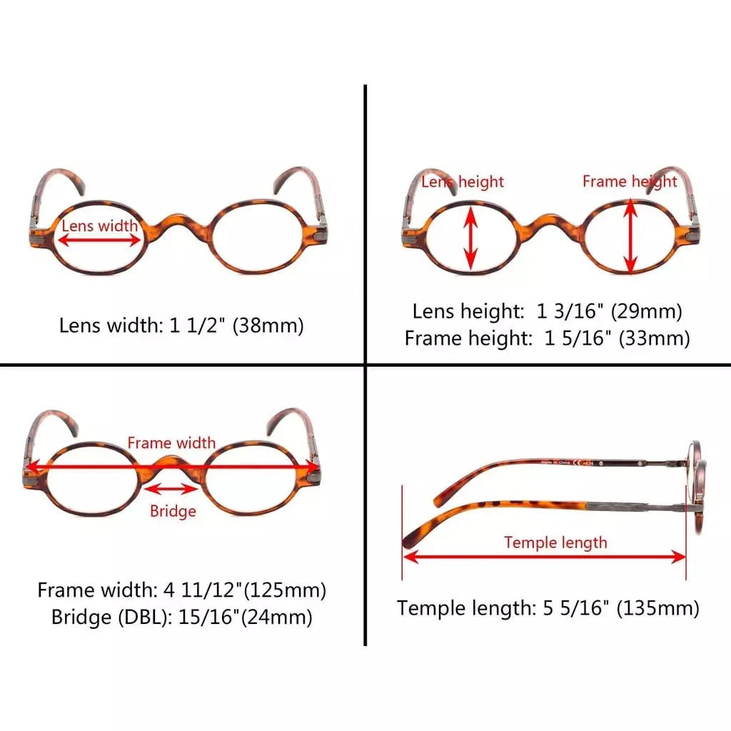 5 Pack Vintage Oval Small Reading Glasses R077