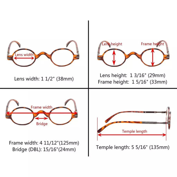 5 Pack Vintage Oval Small Reading Glasses R077