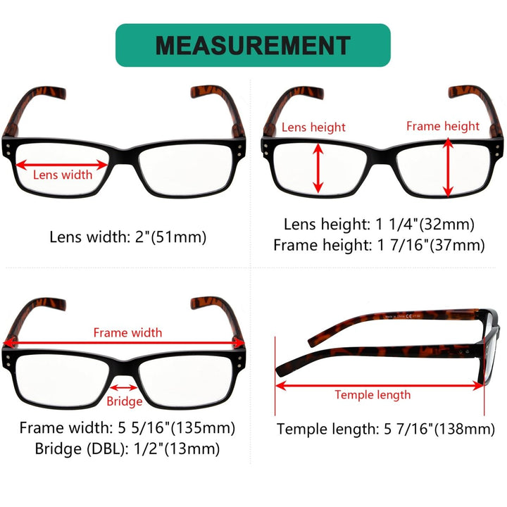 5 Pack Vintage Reading Glasses