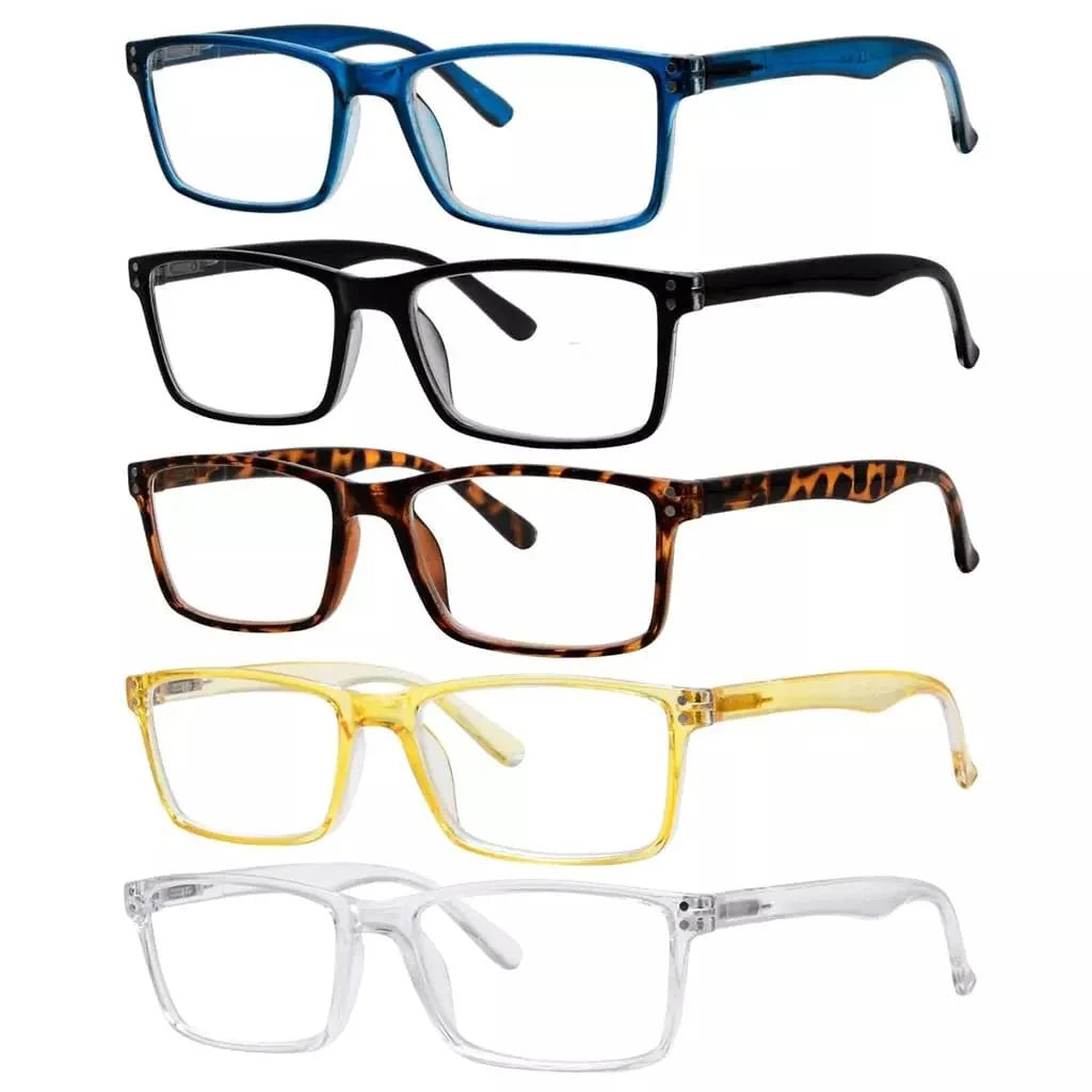 5 Pack Vintage Rectangle Reading Glasses Classic Readers R802