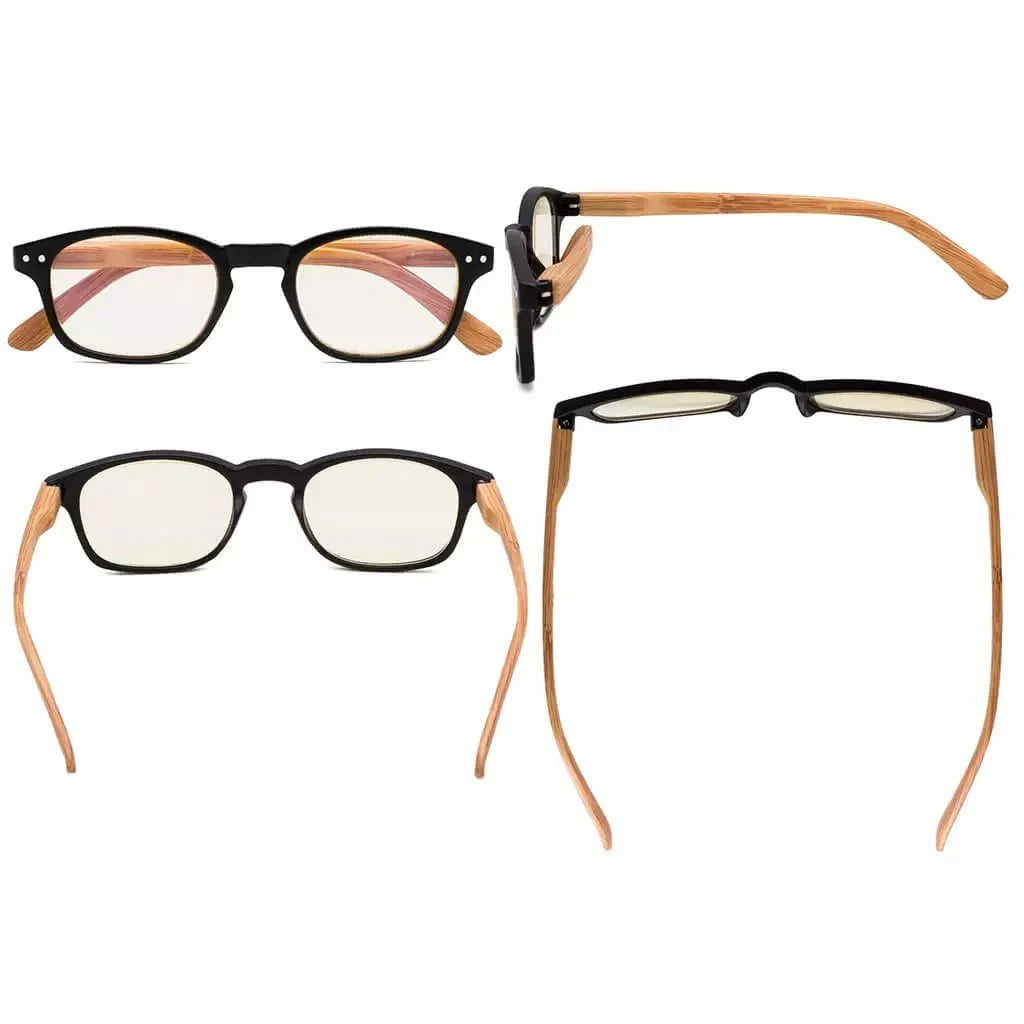 5 Pack Wooden Arms Blue Light Filter Reading Glasses UVR034